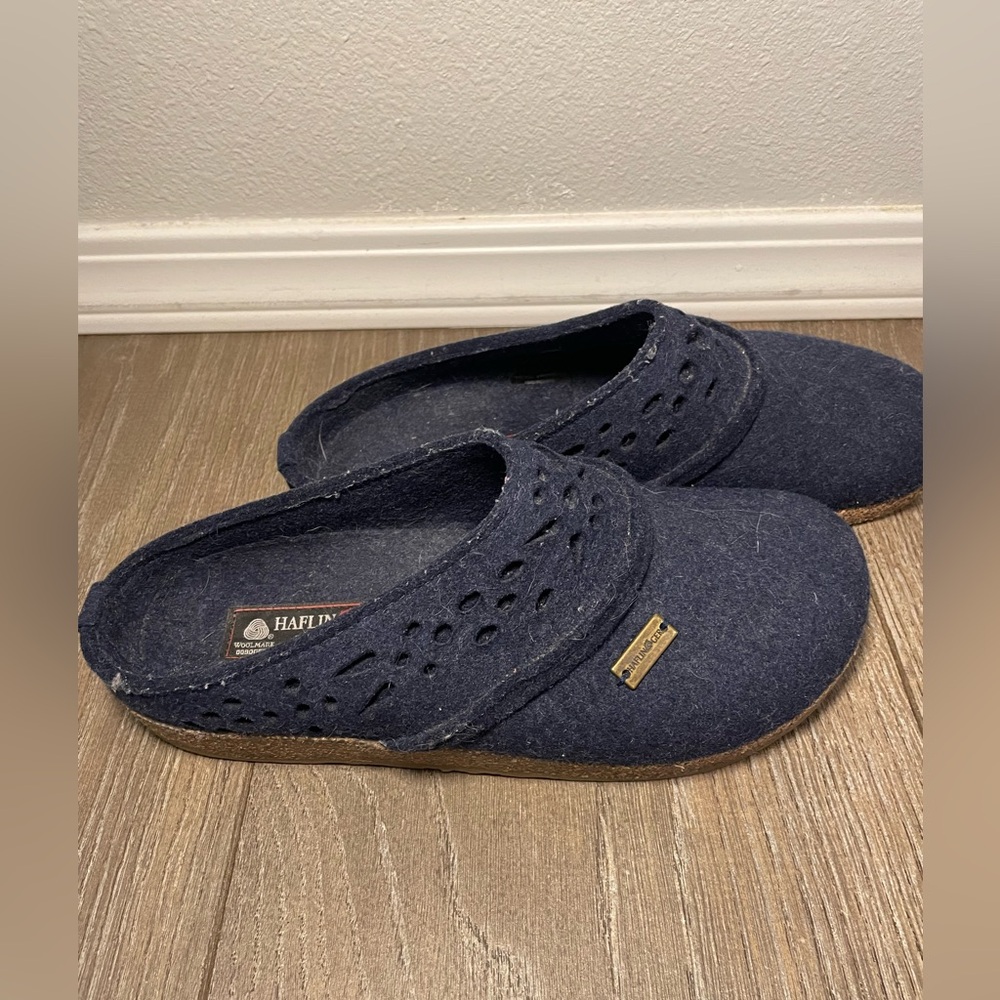 Haflinger Wool Women's Slippers Navy Blue Size 41 (10)